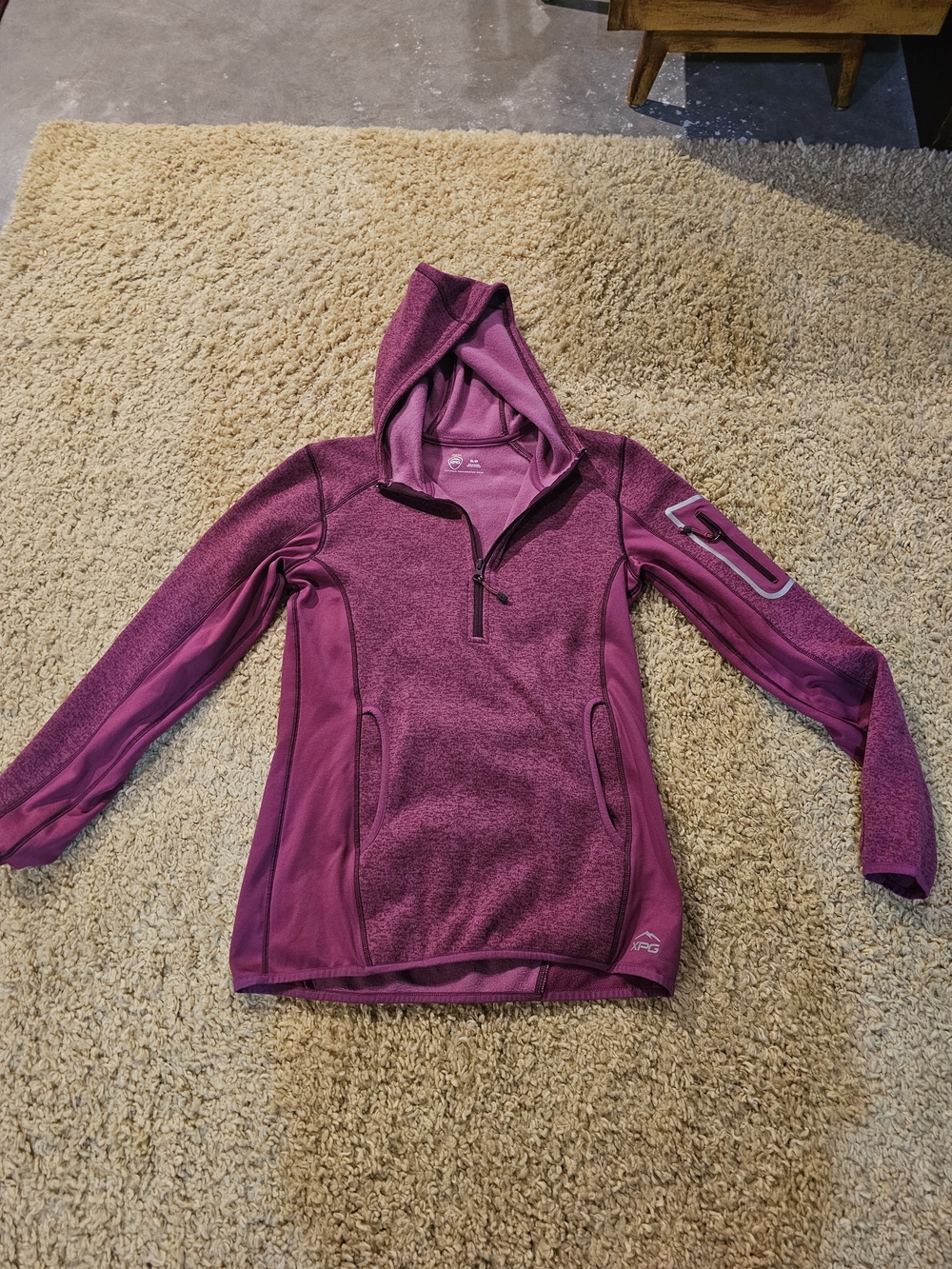 Magenta Half-Zip Hooded Pullover